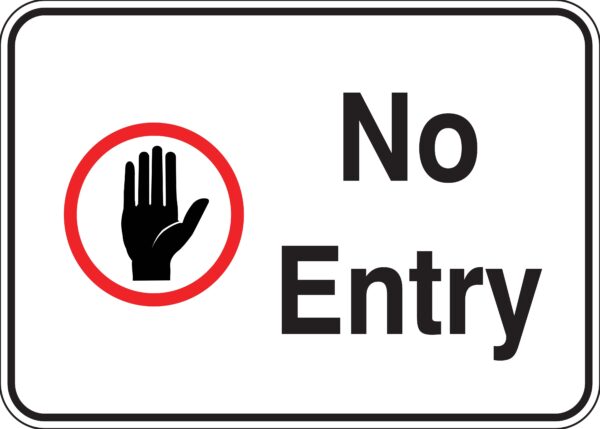 No Entry Metal Sign with Symbol, Reflective/Non, Various Sizes, Punched Holes, Overlaminate Y/N, Quality Materials for Long Lifespan Metal Signs