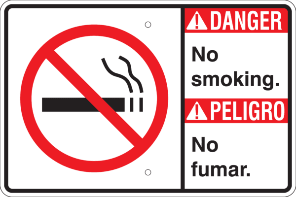 Danger Bilingual with Symbol Metal Sign (Choose Wording), Reflective/Non, Var. Sizes, Holes, Overlaminate Y/N, Quality Materials, Long Life Metal Signs