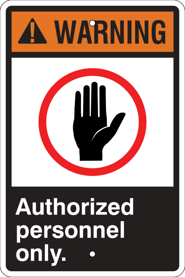 Warning with Symbol Metal Sign (Choose Wording), Reflective/Non, Var. Sizes, Holes, Overlaminate Y/N, Quality Materials, Long Life Metal Signs