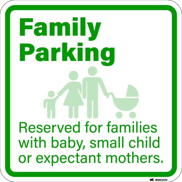 Family Parking Metal Sign, Reflective, Various Sizes, Holes, Overlaminate Y/N, Quality Materials, Long Life