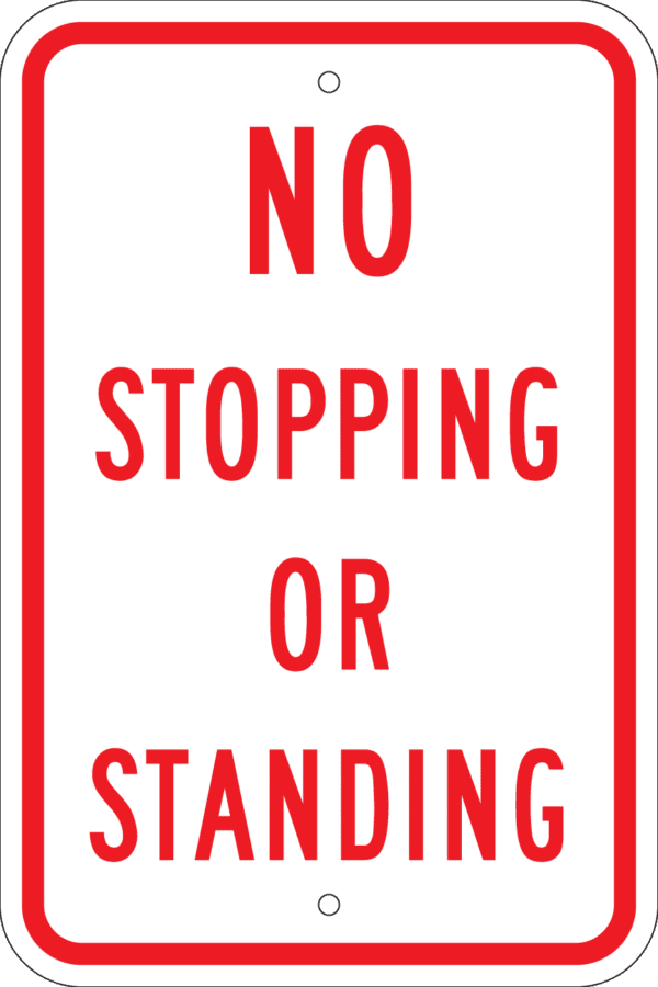 NC No Stopping or Standing 01 Metal Signs