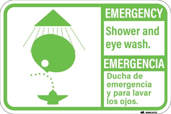 EMERGENCY - Shower and Eye Wash Metal Sign Metal Signs