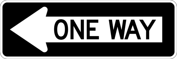 One Way, Left Sign R6-1L, Metal, Various Sizes, Choose Reflective Grade, Holes or No Holes, Overlaminate Option, Quality Materials for Long Life Metal Signs