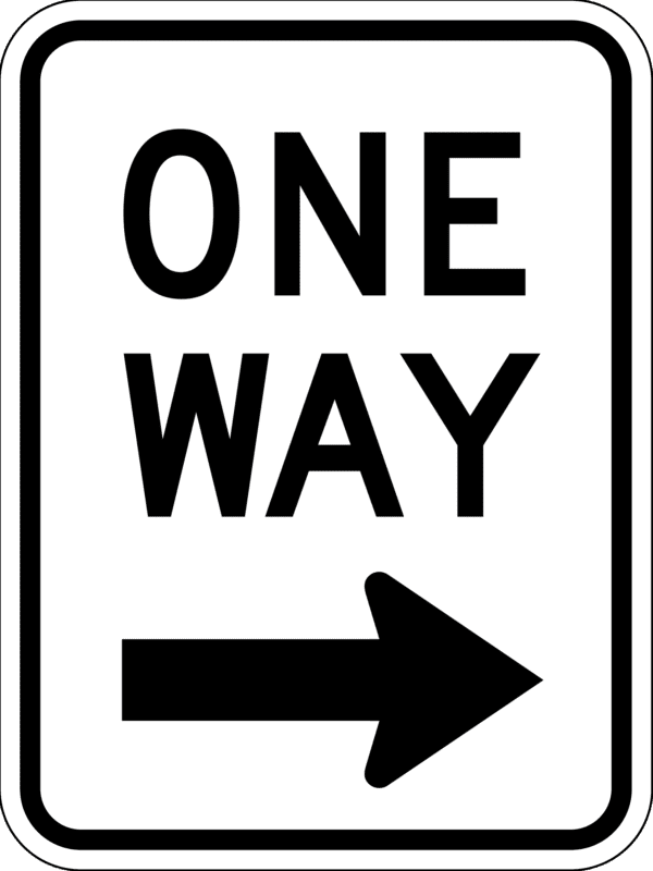 One Way Left Arrow Metal Sign, Reflective, White & Black, Various Sizes, Holes, Overlaminate Y/N, Quality Materials, Long Life Metal Signs