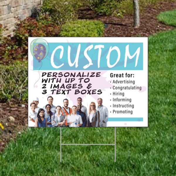 Custom Yard Signs – 2 pack, Design Your Own, 24 x 18, Double-Sided Corrugated Plastic & Vinyl, Superior Appearance, Comes with Stakes Metal Signs